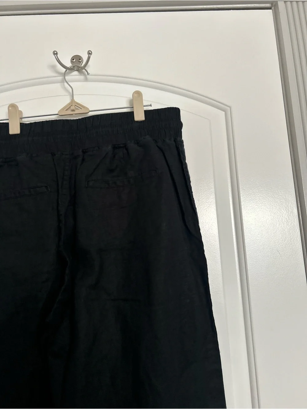 Quince Black Wide Leg Linen-Blend Pants